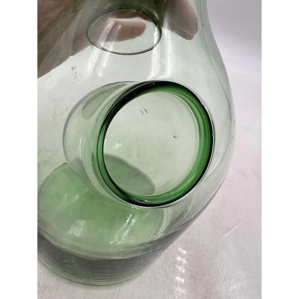 Vintage Green Hand Blown Glass Wine Decanter with Built-in Ice Chamber 11